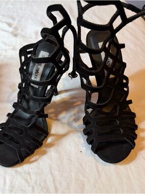 Steve Madden Black Strappy Cage Heel Sandals
